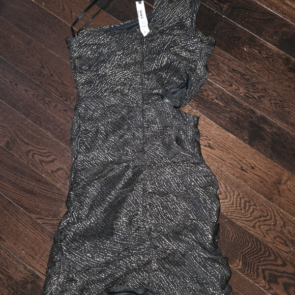 Aqua Elegant Black and Gold Women's Dress - Picture 2 of 4